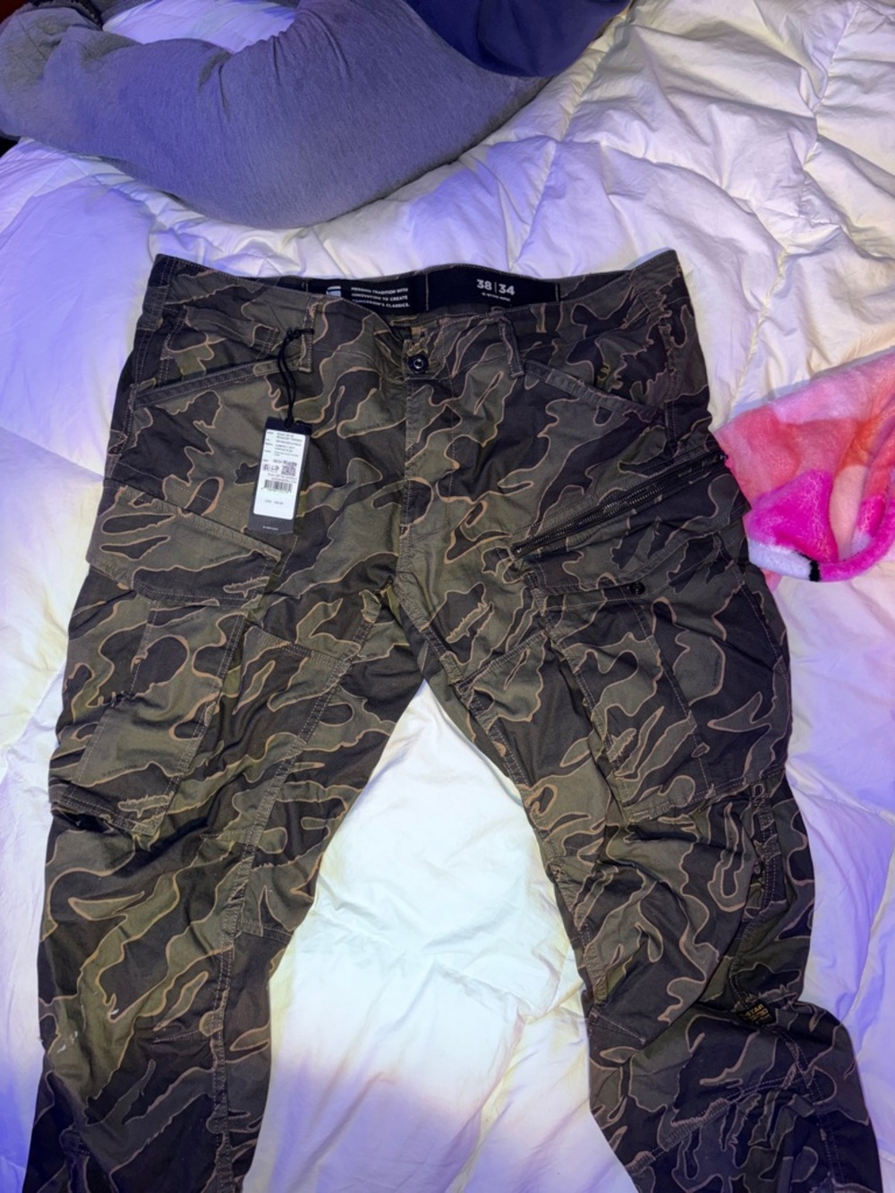 G-Star Camo Cargo Pants - Olive Green & Black